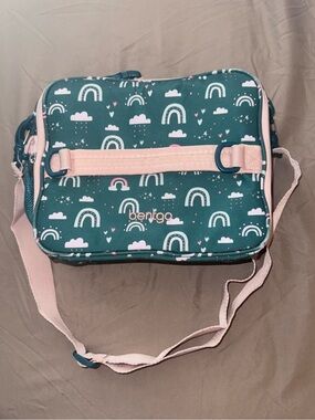Bentgo Kids Double Insulated Lunch Bag Green Pink Rainbow Print Shoulder Strap